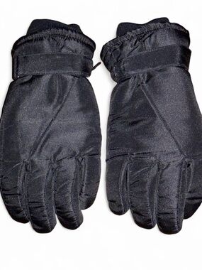 Thinsulate Black insulated snow winter gloves w adjustable wrist strap Sz L
